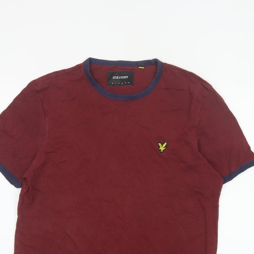 Lyle & Scott Men’s Red L Ringer Crew Neck Cotton T-Shirt Logo