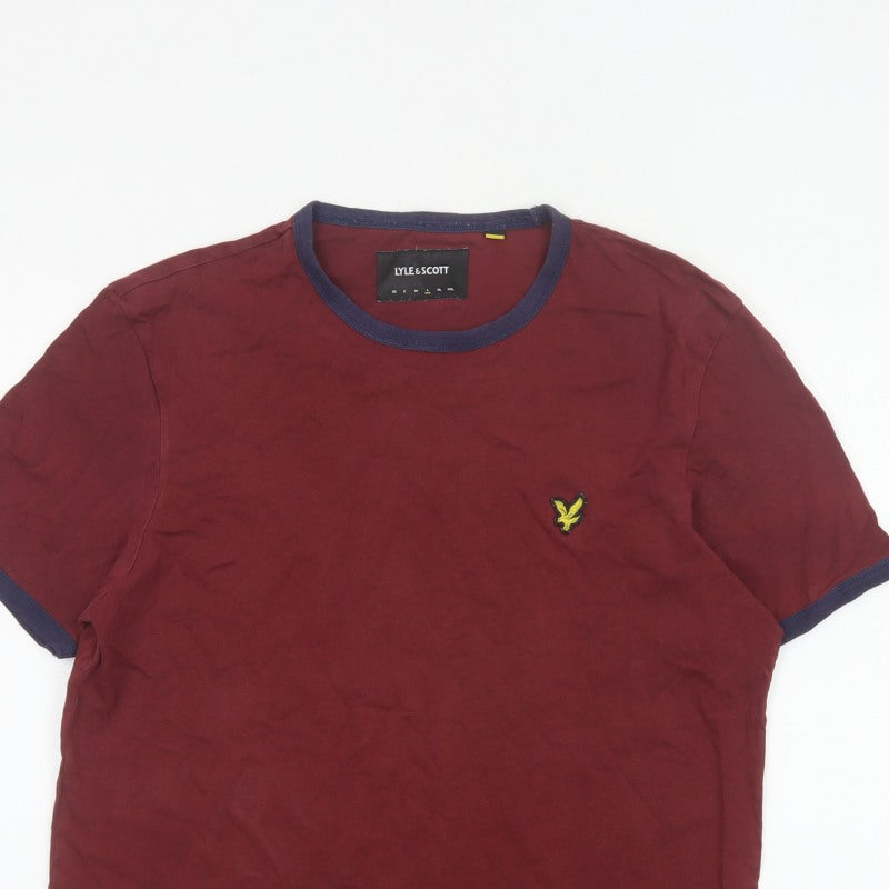 Lyle & Scott Men’s Red L Ringer Crew Neck Cotton T-Shirt Logo