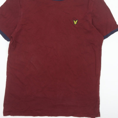 Lyle & Scott Men’s Red L Ringer Crew Neck Cotton T-Shirt Logo