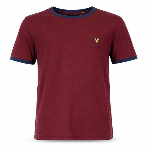 Lyle & Scott Men’s Red L Ringer Crew Neck Cotton T-Shirt Logo