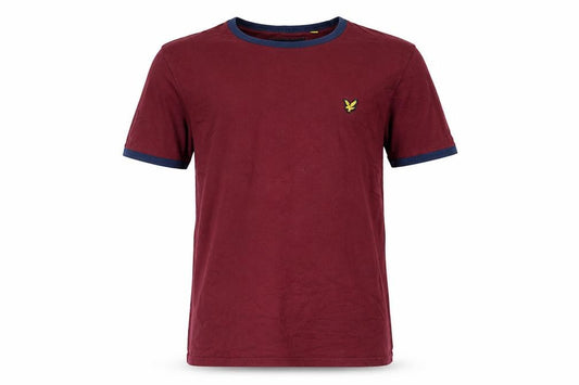 Lyle & Scott Men’s Red L Ringer Crew Neck Cotton T-Shirt Logo