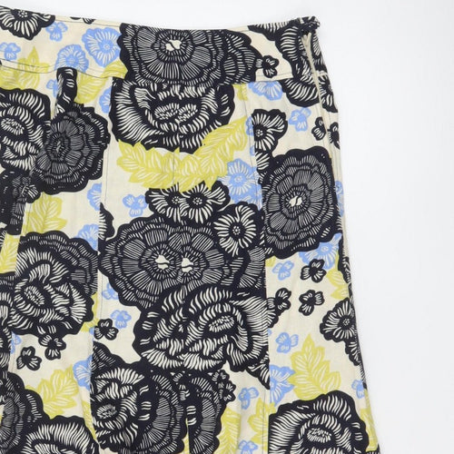 Isle Women’s Multicoloured Floral Linen Blend A-Line Skirt UK 14