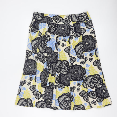 Isle Women’s Multicoloured Floral Linen Blend A-Line Skirt UK 14