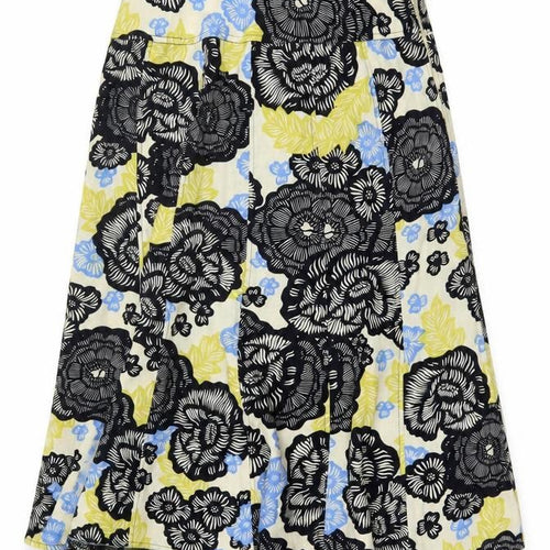 Isle Women’s Multicoloured Floral Linen Blend A-Line Skirt UK 14