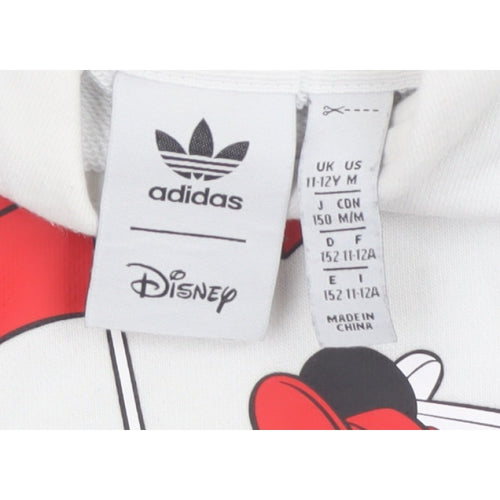 Adidas Disney Boys White 11-12 Years Mickey Mouse Pullover Hoodie
