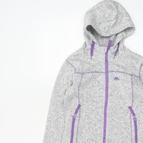 Trespass Girls Grey Purple Full Zip Fleece Hoodie 9-10 Years