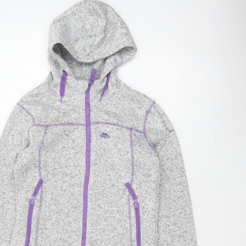 Trespass Girls Grey Purple Full Zip Fleece Hoodie 9-10 Years