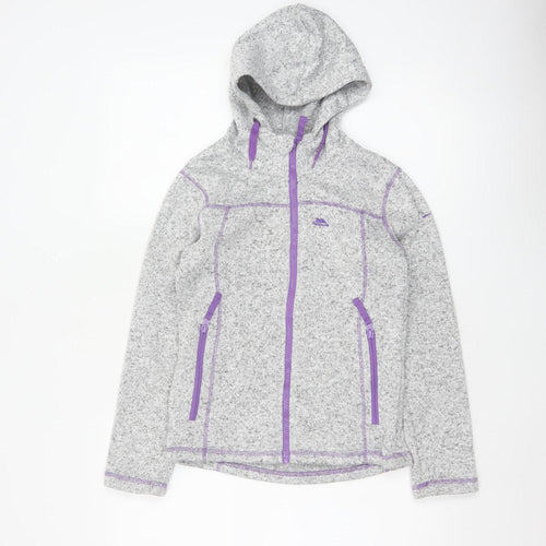 Trespass Girls Grey Purple Full Zip Fleece Hoodie 9-10 Years