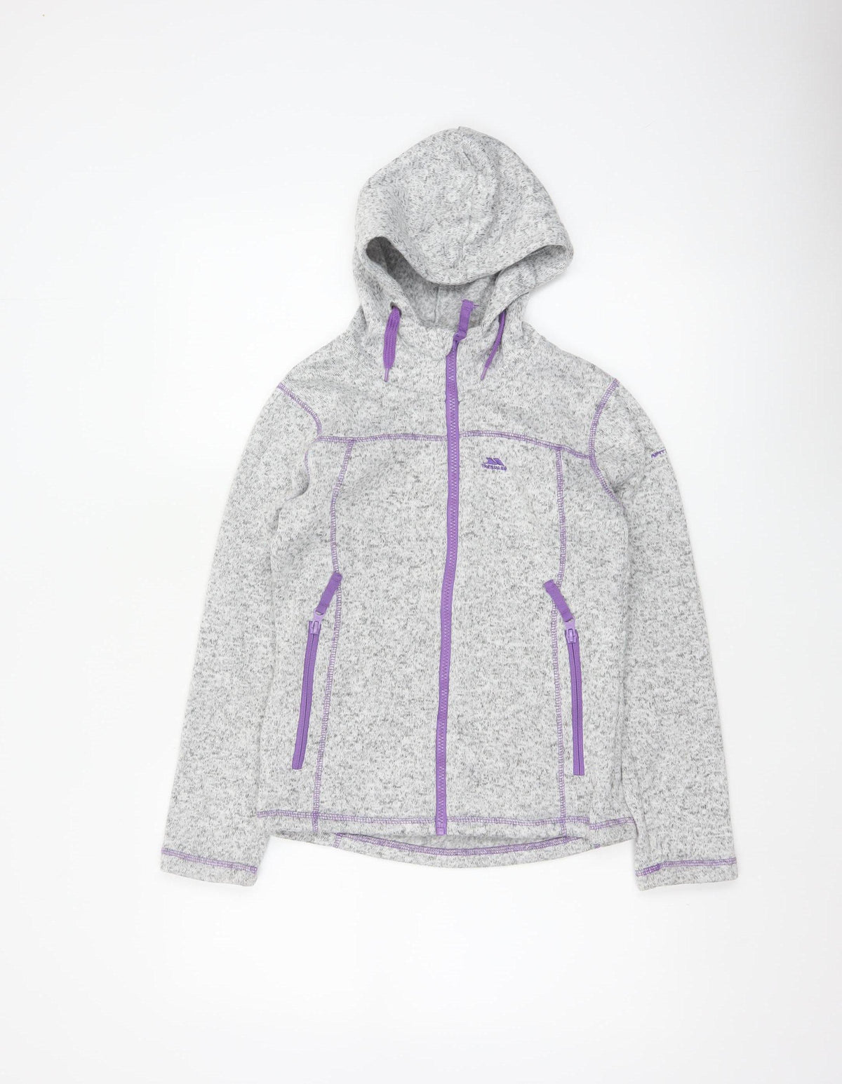 Trespass Girls Grey Purple Full Zip Fleece Hoodie 9-10 Years