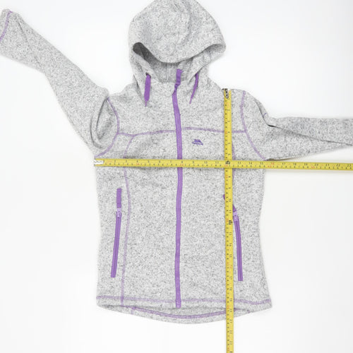 Trespass Girls Grey Purple Full Zip Fleece Hoodie 9-10 Years
