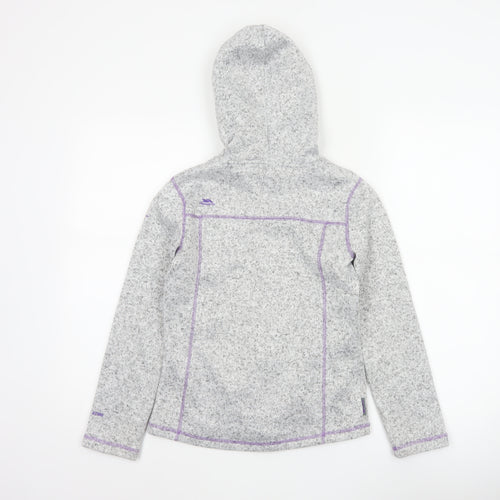 Trespass Girls Grey Purple Full Zip Fleece Hoodie 9-10 Years