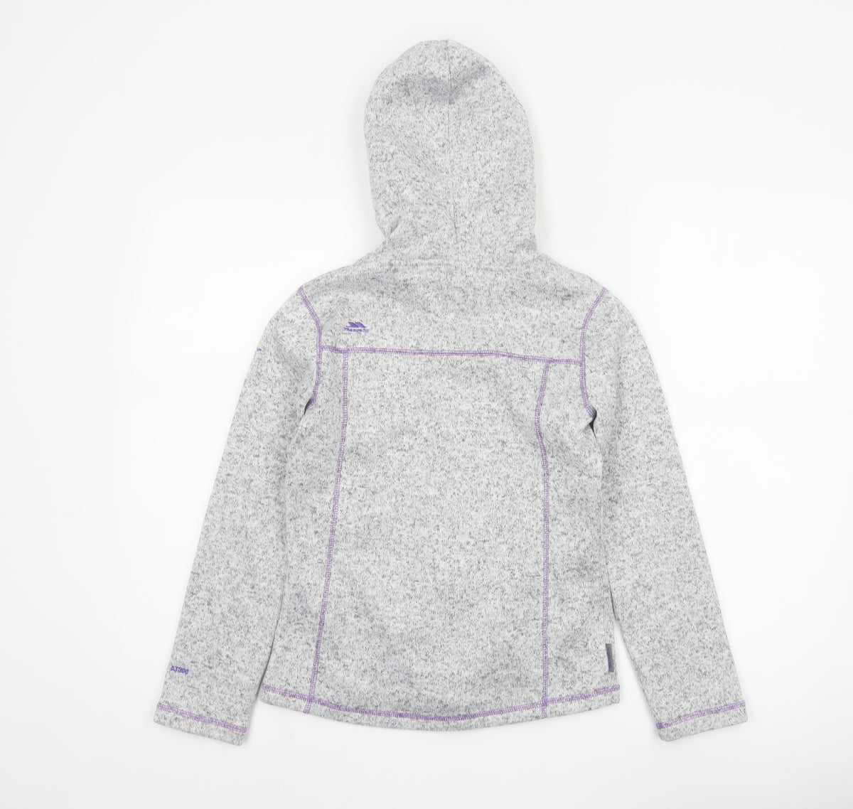 Trespass Girls Grey Purple Full Zip Fleece Hoodie 9-10 Years