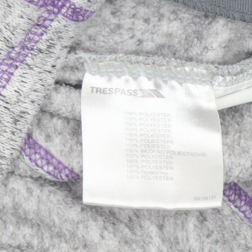 Trespass Girls Grey Purple Full Zip Fleece Hoodie 9-10 Years