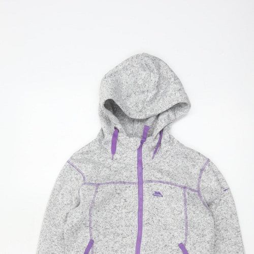 Trespass Girls Grey Purple Full Zip Fleece Hoodie 9-10 Years