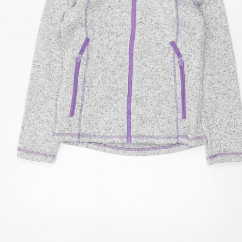 Trespass Girls Grey Purple Full Zip Fleece Hoodie 9-10 Years