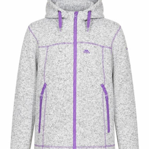 Trespass Girls Grey Purple Full Zip Fleece Hoodie 9-10 Years