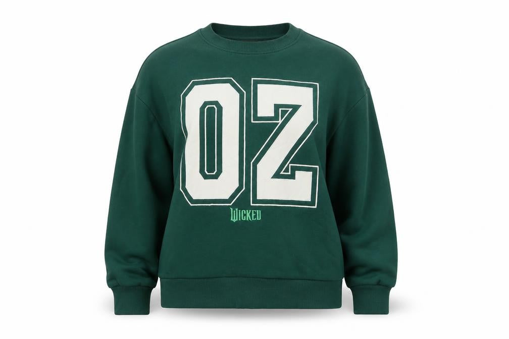 Front view of Wicked Women’s Green XS Pullover Sweatshirt 02 Graphic Crew Neck