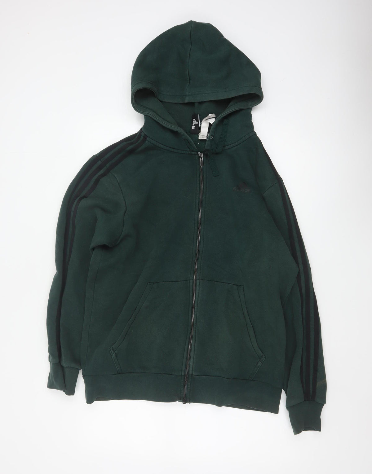 Adidas Men’s Green L Full Zip Hooded Sports Hoodie 3 Stripe