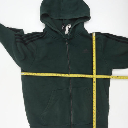 Adidas Men’s Green L Full Zip Hooded Sports Hoodie 3 Stripe