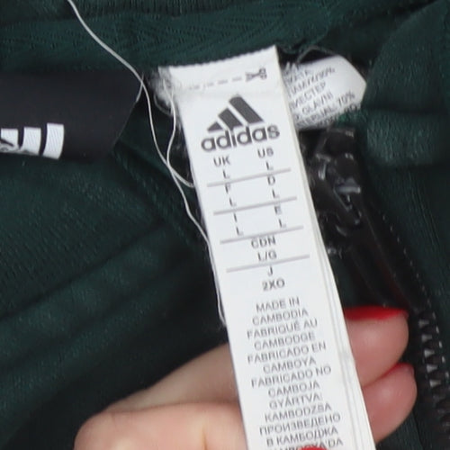 Adidas Men’s Green L Full Zip Hooded Sports Hoodie 3 Stripe