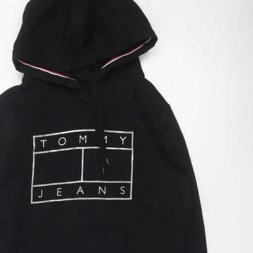 Tommy Jeans Men's Black M Pullover Logo Graphic Hoodie Pockets