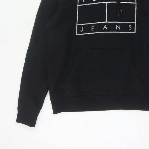 Tommy Jeans Men's Black M Pullover Logo Graphic Hoodie Pockets