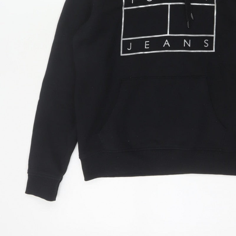 Tommy Jeans Men's Black M Pullover Logo Graphic Hoodie Pockets