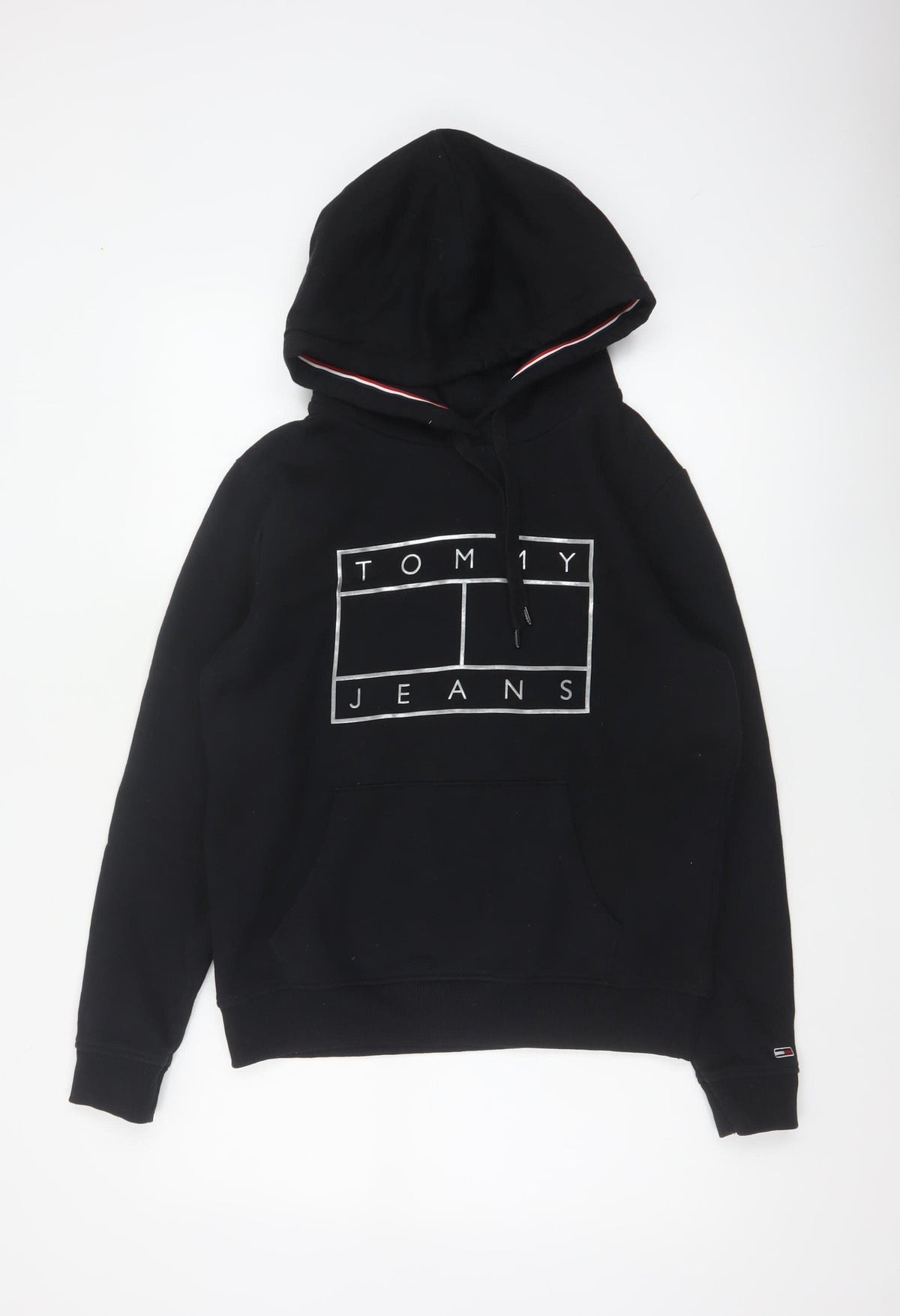 Tommy Jeans Men's Black M Pullover Logo Graphic Hoodie Pockets