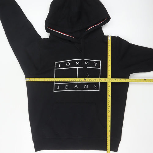 Tommy Jeans Men's Black M Pullover Logo Graphic Hoodie Pockets