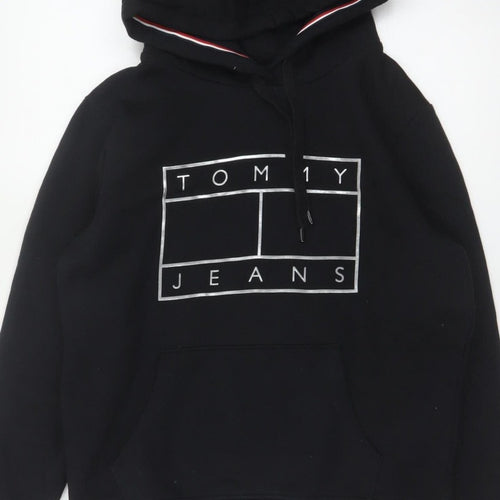 Tommy Jeans Men's Black M Pullover Logo Graphic Hoodie Pockets