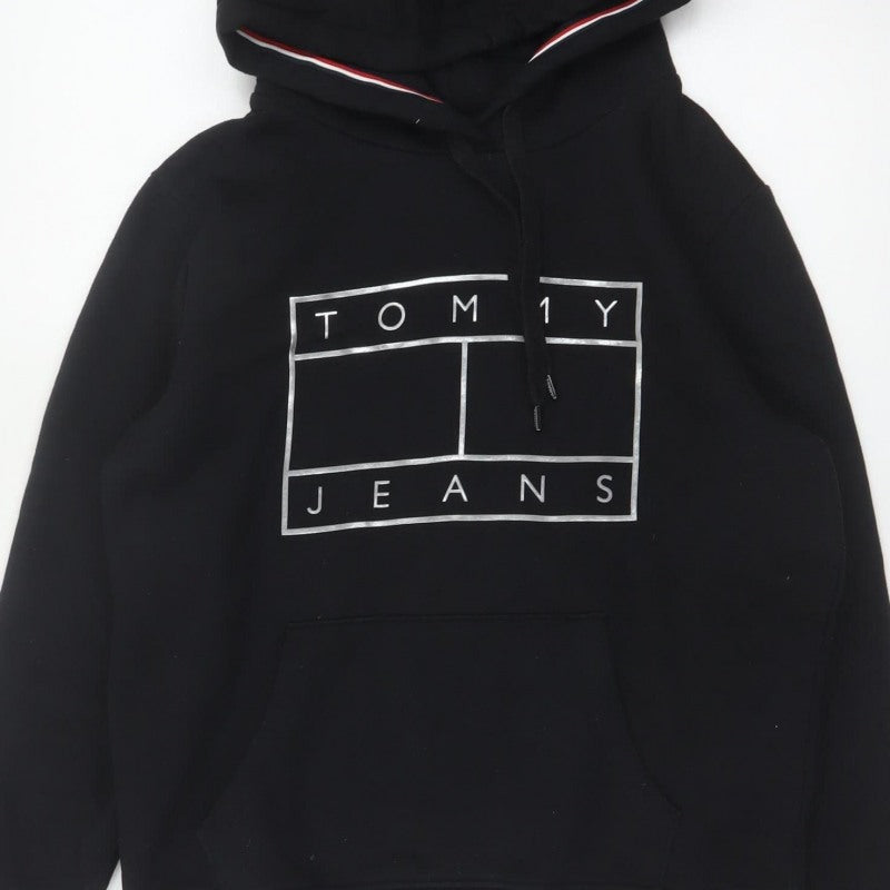 Tommy Jeans Men's Black M Pullover Logo Graphic Hoodie Pockets