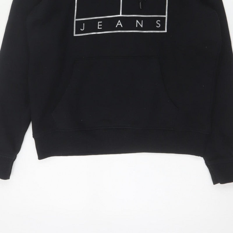 Tommy Jeans Men's Black M Pullover Logo Graphic Hoodie Pockets