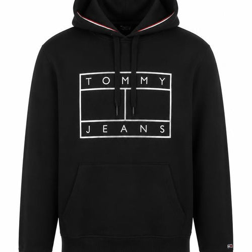 Tommy Jeans Men's Black M Pullover Logo Graphic Hoodie Pockets