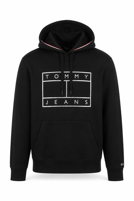 Tommy Jeans Men's Black M Pullover Logo Graphic Hoodie Pockets