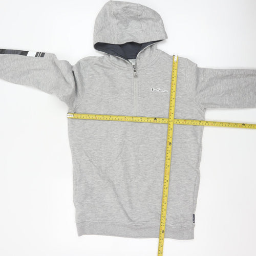 Ben Sherman Boys Grey 12-13 Years Hooded 1/4 Zip Sweatshirt