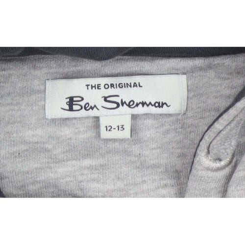 Ben Sherman Boys Grey 12-13 Years Hooded 1/4 Zip Sweatshirt