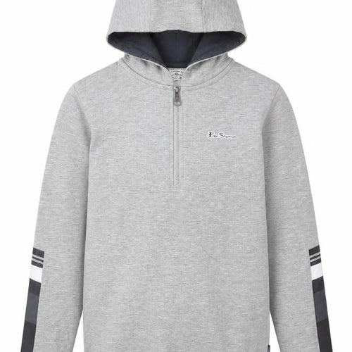 Ben Sherman Boys Grey 12-13 Years Hooded 1/4 Zip Sweatshirt