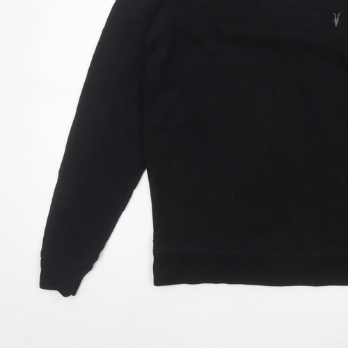 AllSaints Men’s Black XS Crew Neck Pullover Logo Sweatshirt