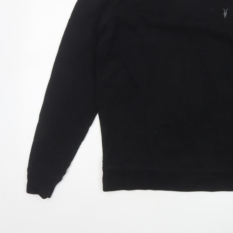AllSaints Men’s Black XS Crew Neck Pullover Logo Sweatshirt
