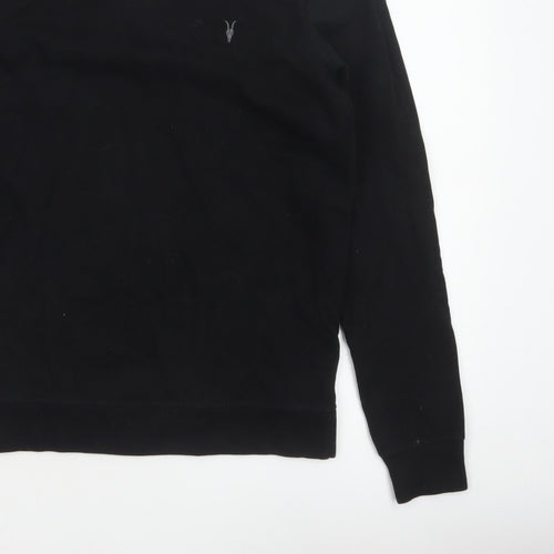 AllSaints Men’s Black XS Crew Neck Pullover Logo Sweatshirt