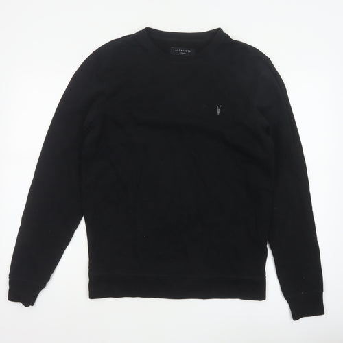AllSaints Men’s Black XS Crew Neck Pullover Logo Sweatshirt