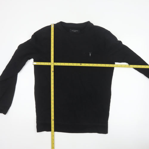 AllSaints Men’s Black XS Crew Neck Pullover Logo Sweatshirt