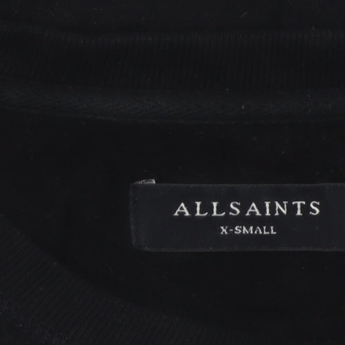 AllSaints Men’s Black XS Crew Neck Pullover Logo Sweatshirt