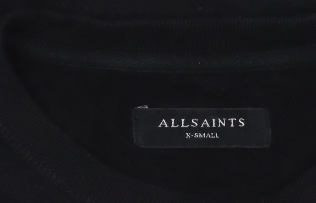 AllSaints Men’s Black XS Crew Neck Pullover Logo Sweatshirt