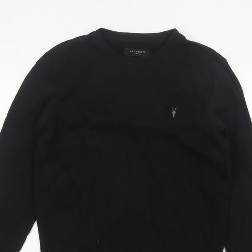 AllSaints Men’s Black XS Crew Neck Pullover Logo Sweatshirt