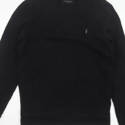 AllSaints Men’s Black XS Crew Neck Pullover Logo Sweatshirt