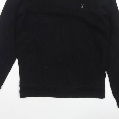 AllSaints Men’s Black XS Crew Neck Pullover Logo Sweatshirt