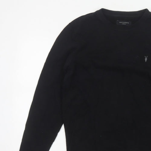 AllSaints Men’s Black XS Crew Neck Pullover Logo Sweatshirt