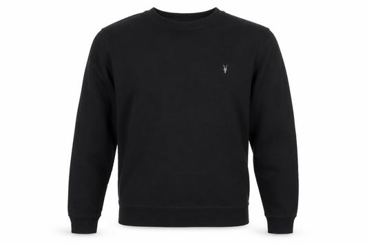 AllSaints Men’s Black XS Crew Neck Pullover Logo Sweatshirt