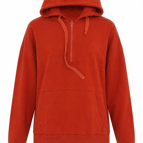 BAM Bamboo Clothing Women’s Red S Half Zip Hooded Pullover Hoodie